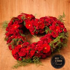 Rose Open Heart Funeral Wreath 